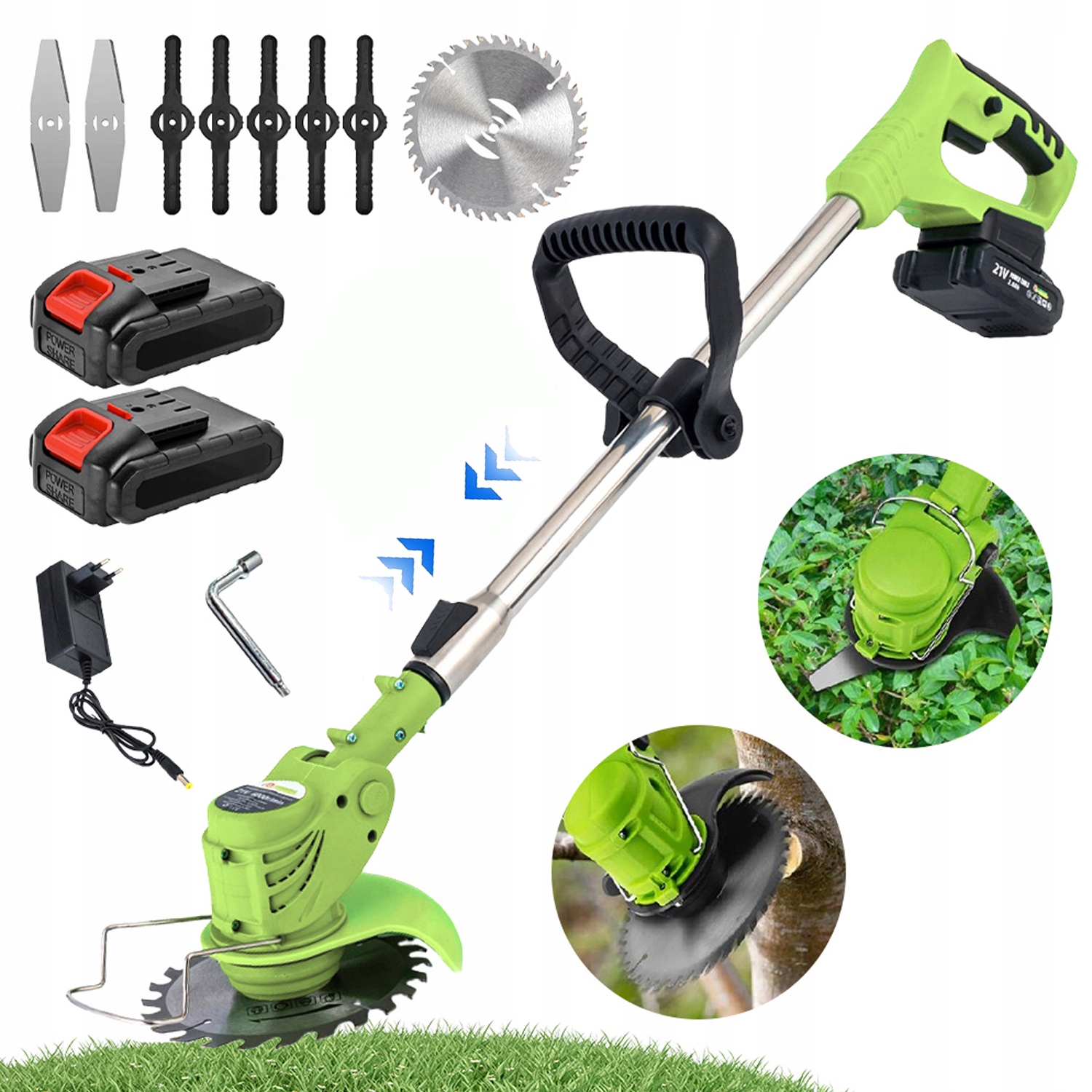 ELEKTRICKÁ KOSAČKA NA TRÁVU BENZÍNOVÝ KROVINOREZ + 2XAKU 2AH